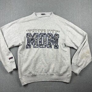 Vintage JanSport Sweatshirt Womens Large Gray Christopher Newport Univ Mom USA